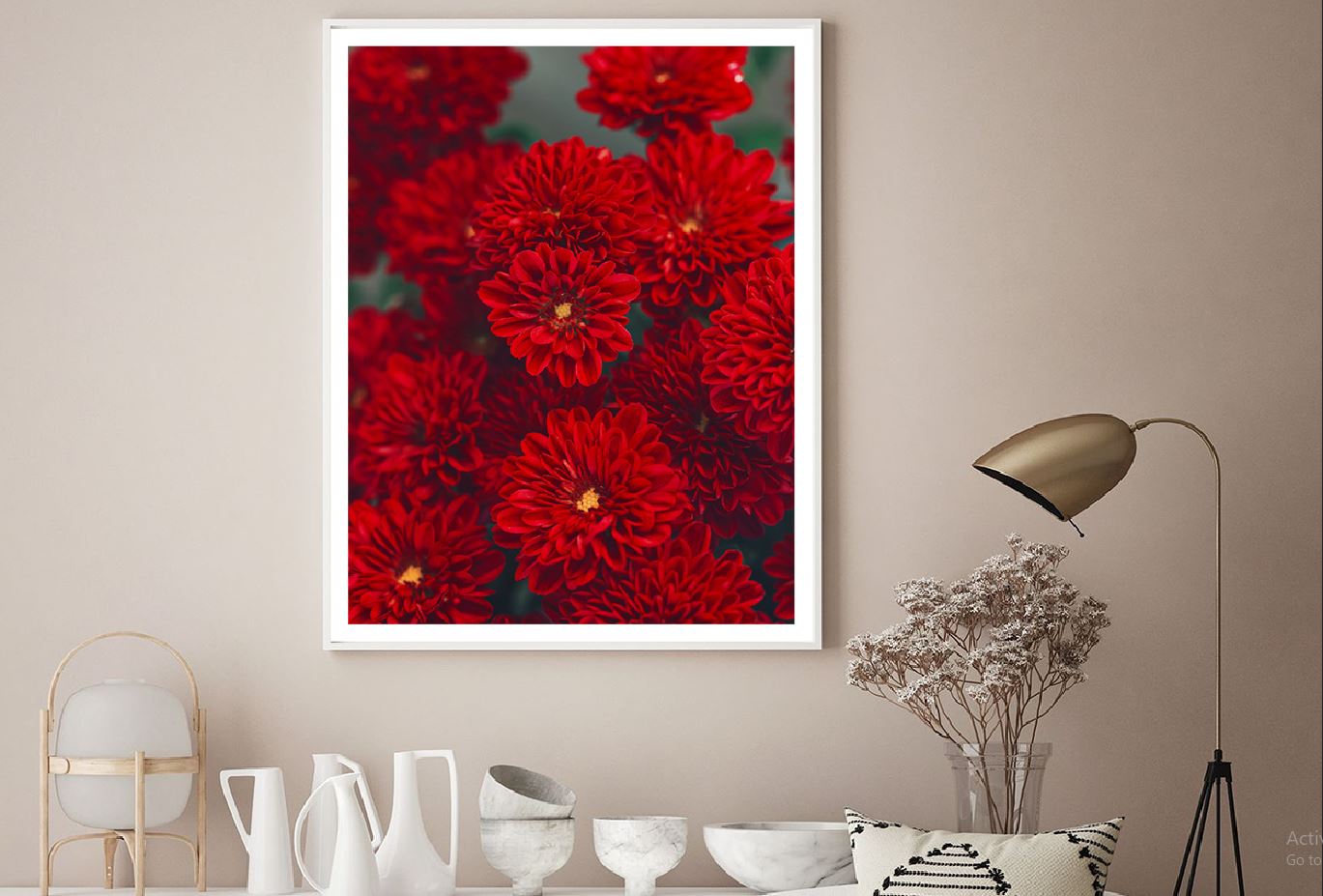 Red Chrysanthemum Flowers View Photograph Home Decor Premium Quality Poster Print Choose Your Sizes