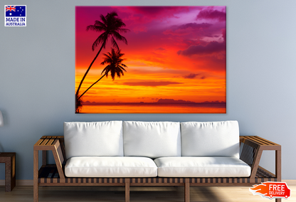 Palm Trees & Sunset Sky Scenery View Photograph Print 100% Australian Made