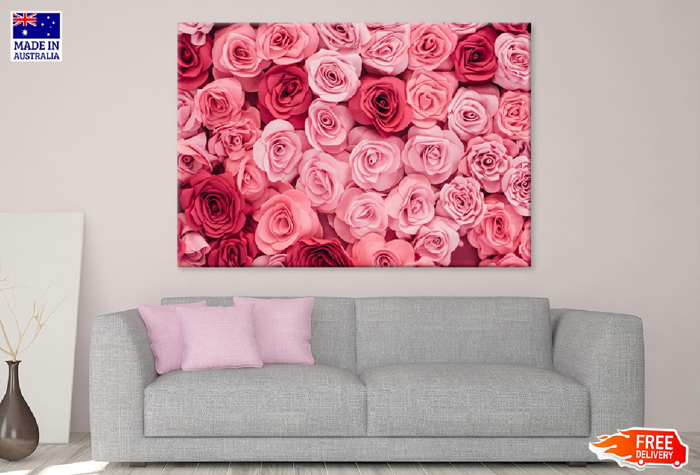 Red & Pink Roses Closeup View Photograph Print 100% Australian Made