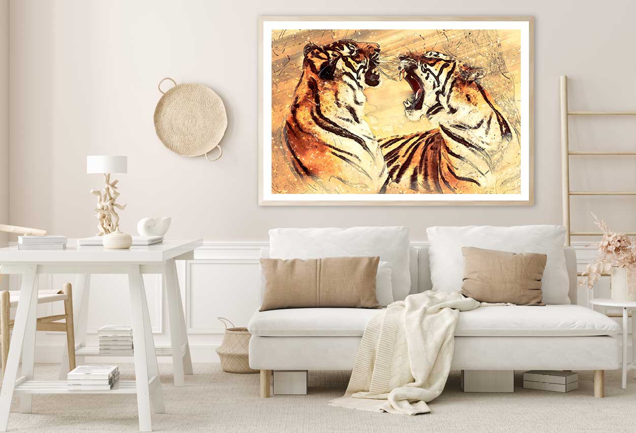 Bengal Tigers Oil Painting Art Home Decor Premium Quality Poster Print Choose Your Sizes