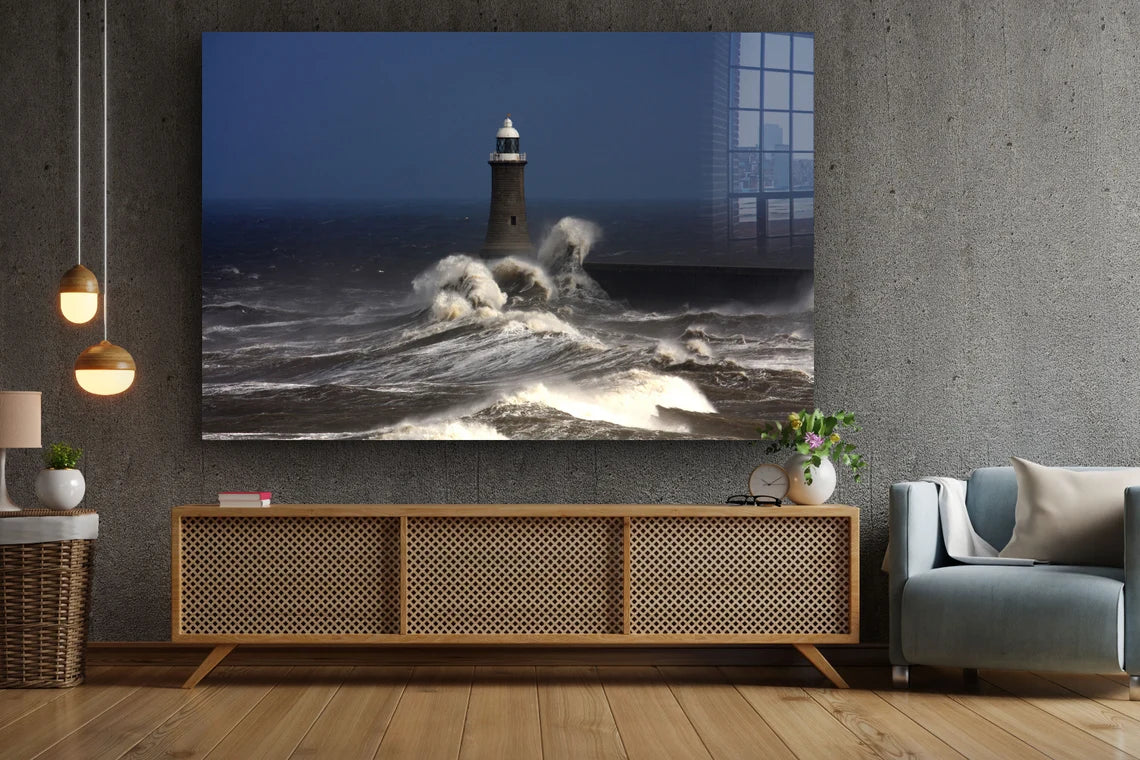 The Lighthouse Beach Print Tempered Glass Wall Art 100% Made in Australia Ready to Hang