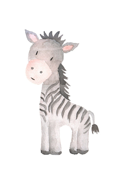 Zebra Watercolor Painting Nursery & Kids Print 100% Australian Made