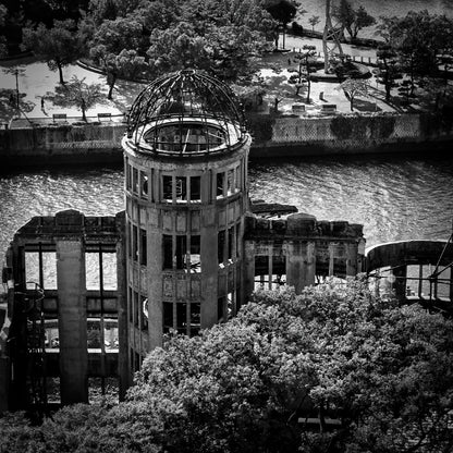 Square Canvas Atomic Bomb Dome B&W View High Quality Print 100% Australian Made