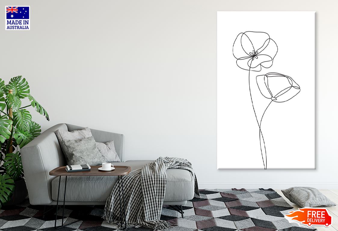 Flowers B&W Line Art Design Print 100% Australian Made