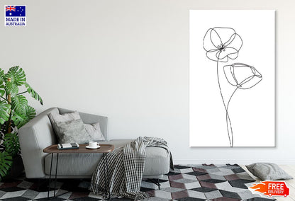 Flowers B&W Line Art Design Print 100% Australian Made