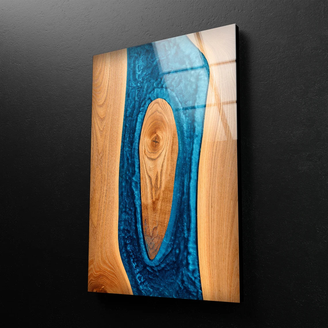 Blue Resing & Wood Design Acrylic Glass Print Tempered Glass Wall Art 100% Made in Australia Ready to Hang