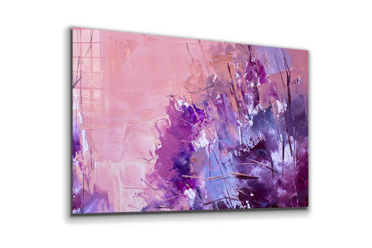 Pink Purple Abstract Print Tempered Glass Wall Art 100% Made in Australia Ready to Hang