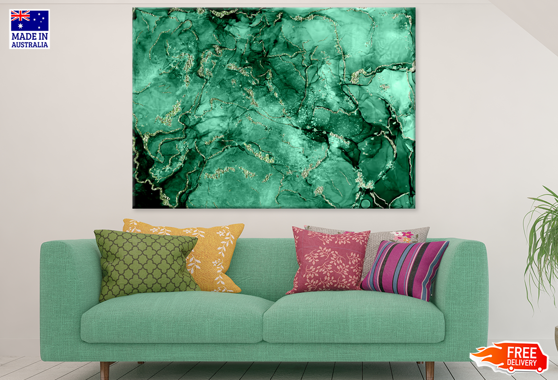 Green & Black Abstract Design Print 100% Australian Made