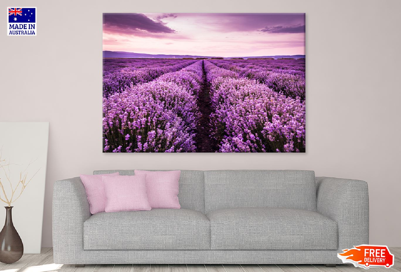 Purple Blooming Lavender Field View Photograph Print 100% Australian Made