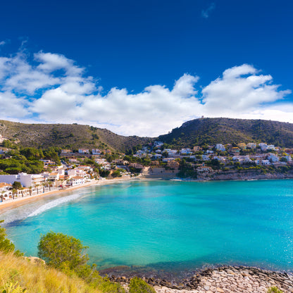 Square Canvas Moraira Playa el Portet Beach View Photograph High Quality Print 100% Australian Made