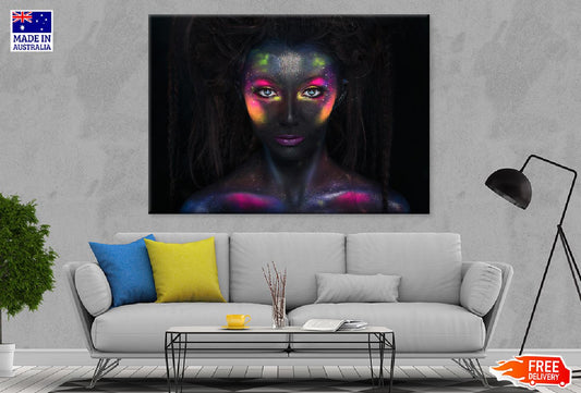 Colorful Makeup Girl in Dark View Photograph Print 100% Australian Made