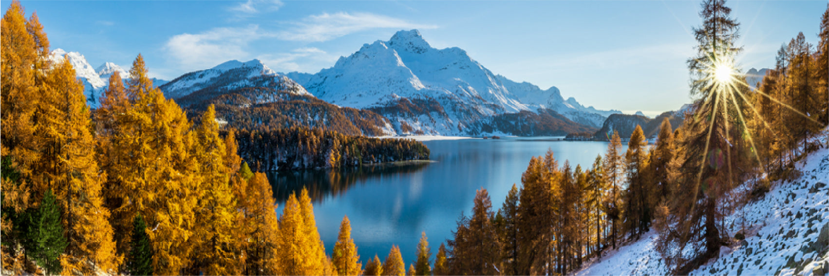 Panoramic Canvas Autumn Hike Engadin Scenery Photograph High Quality 100% Australian Made Wall Canvas Print Ready to Hang