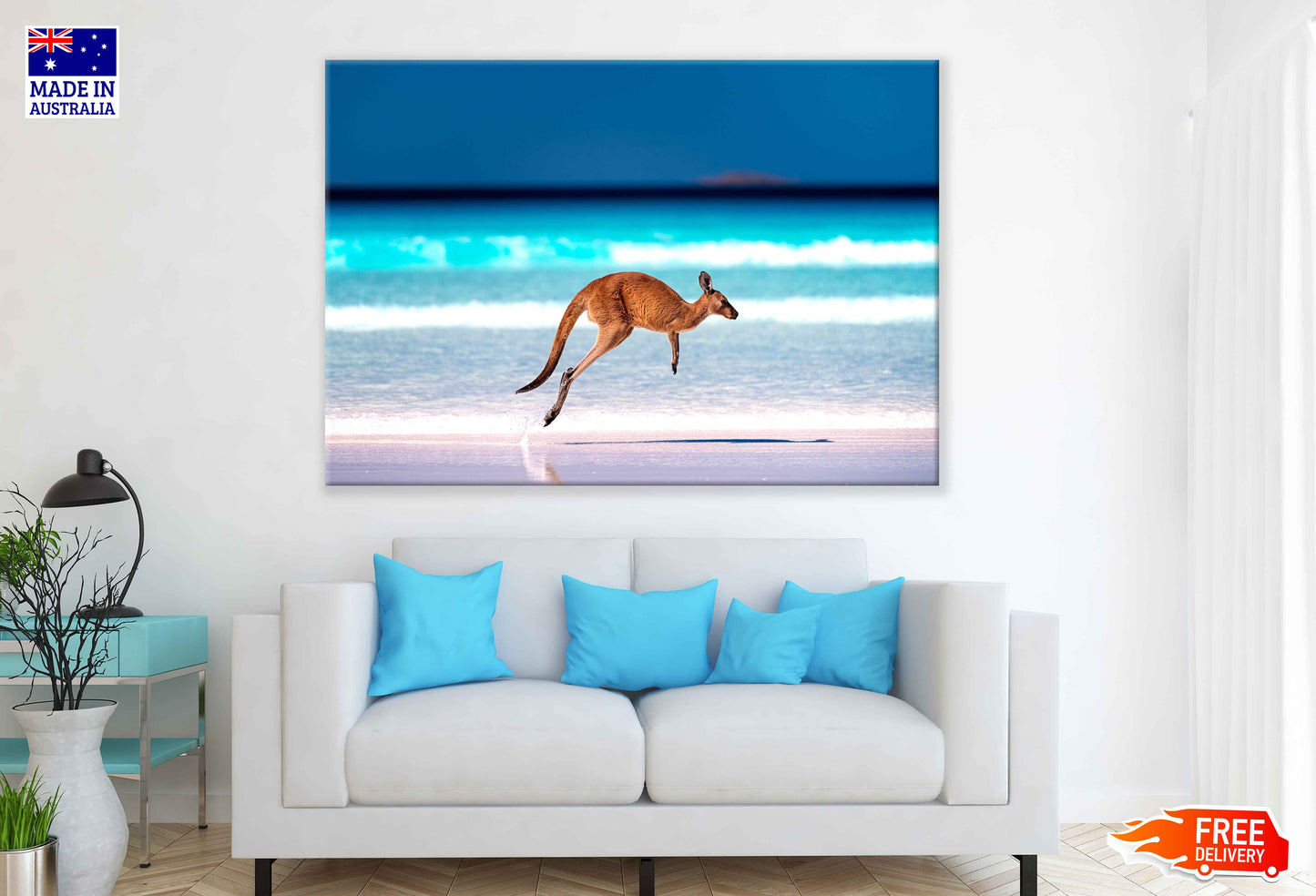 Kangaroo Jumping & Lucky Bay View Photograph Print 100% Australian Made