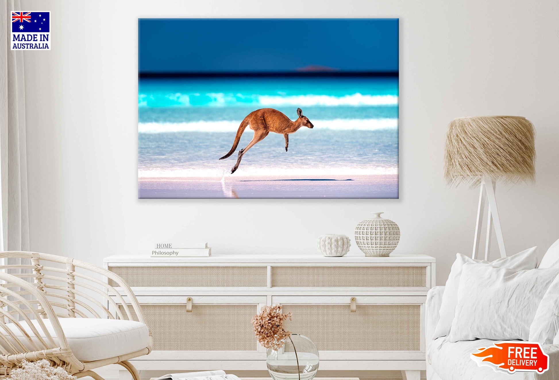 Kangaroo Jumping & Lucky Bay View Photograph Print 100% Australian Made