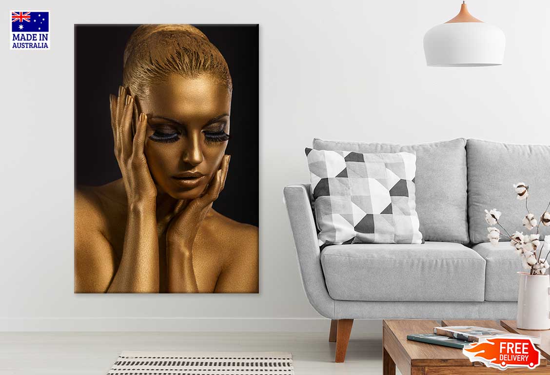 Fantastic Gold MakeUp Girl View Photograph Print 100% Australian Made