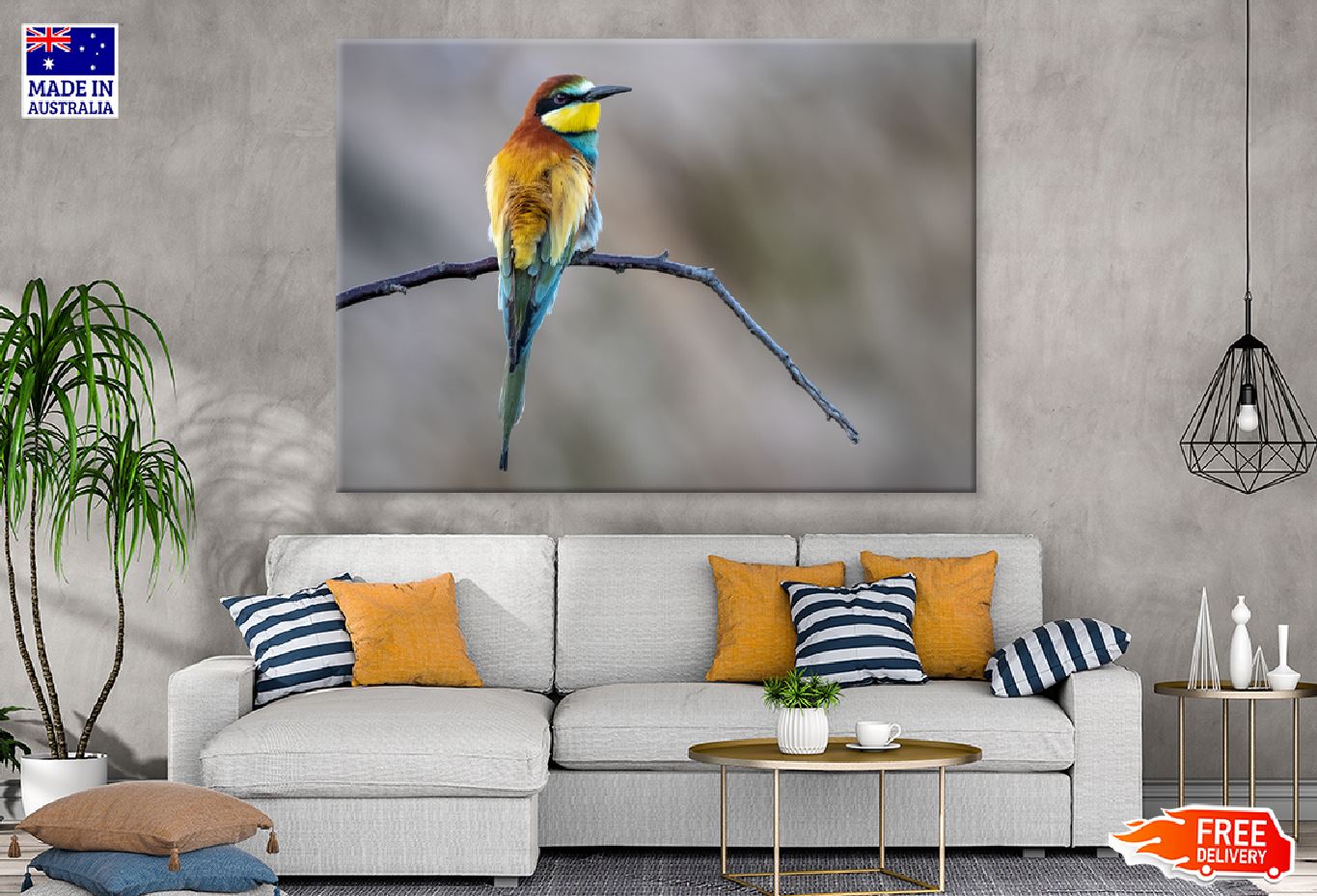 Bee Eater Bird on Branch View Photograph Print 100% Australian Made