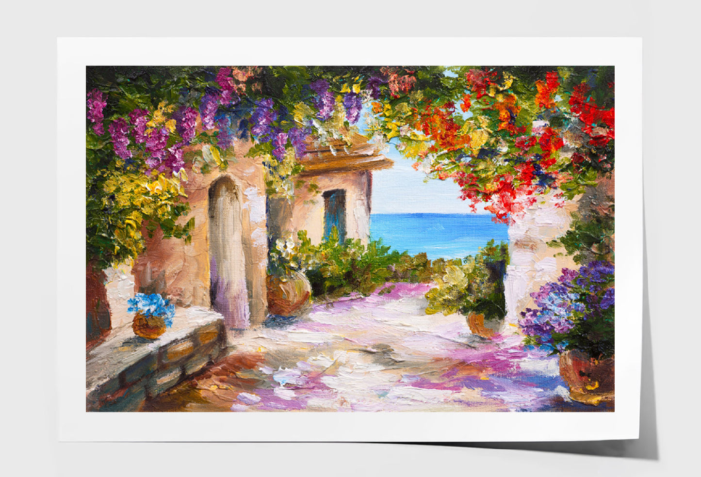 Flowers & Plants House near Sea Oil Painting Wall Art Limited Edition High Quality Print Unframed Roll Canvas None