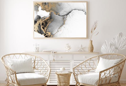 Black & Gold Liquid Line Abstract Design Home Decor Premium Quality Poster Print Choose Your Sizes