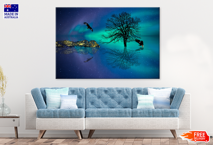 Egals & Tree On Lake Digital Art Design Print 100% Australian Made