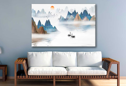 Bella Home Watercolor Painting Scenery Print Canvas Ready to hang