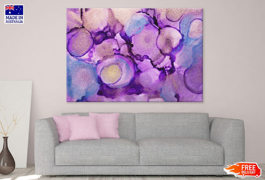 Blue & Purple Gold Ink Abstract Design Print 100% Australian Made