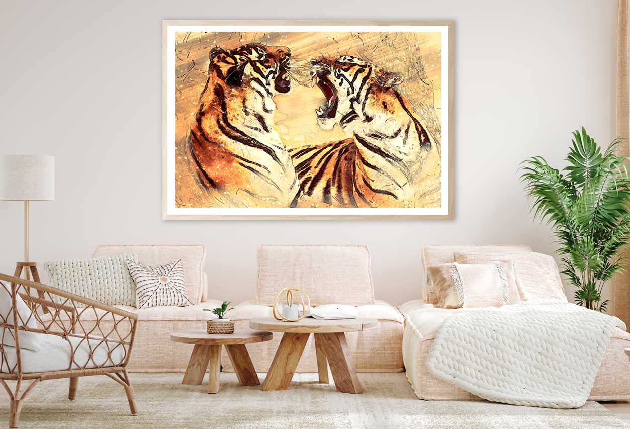 Bengal Tigers Oil Painting Art Home Decor Premium Quality Poster Print Choose Your Sizes