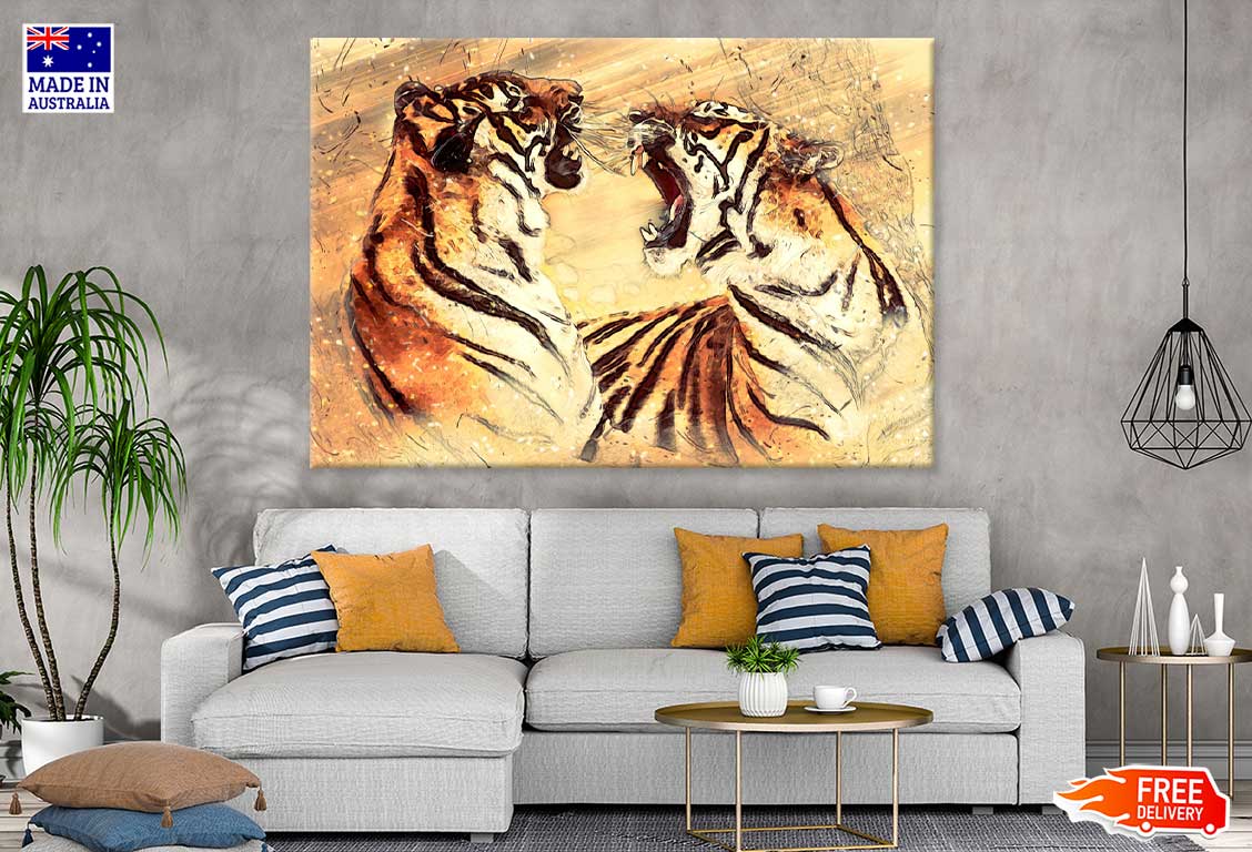 Bengal Tigers Oil Painting Art Print 100% Australian Made