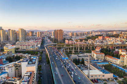 Elevated Road Kunming City Sunset View Photograph Print 100% Australian Made