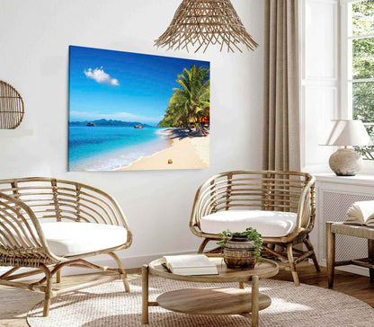 Bella Home Beach View With Palm Trees Print Canvas Ready to hang