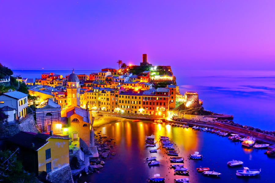 Vernazza Village at Dusk Photograph in Italy Home Decor Premium Quality Poster Print Choose Your Sizes