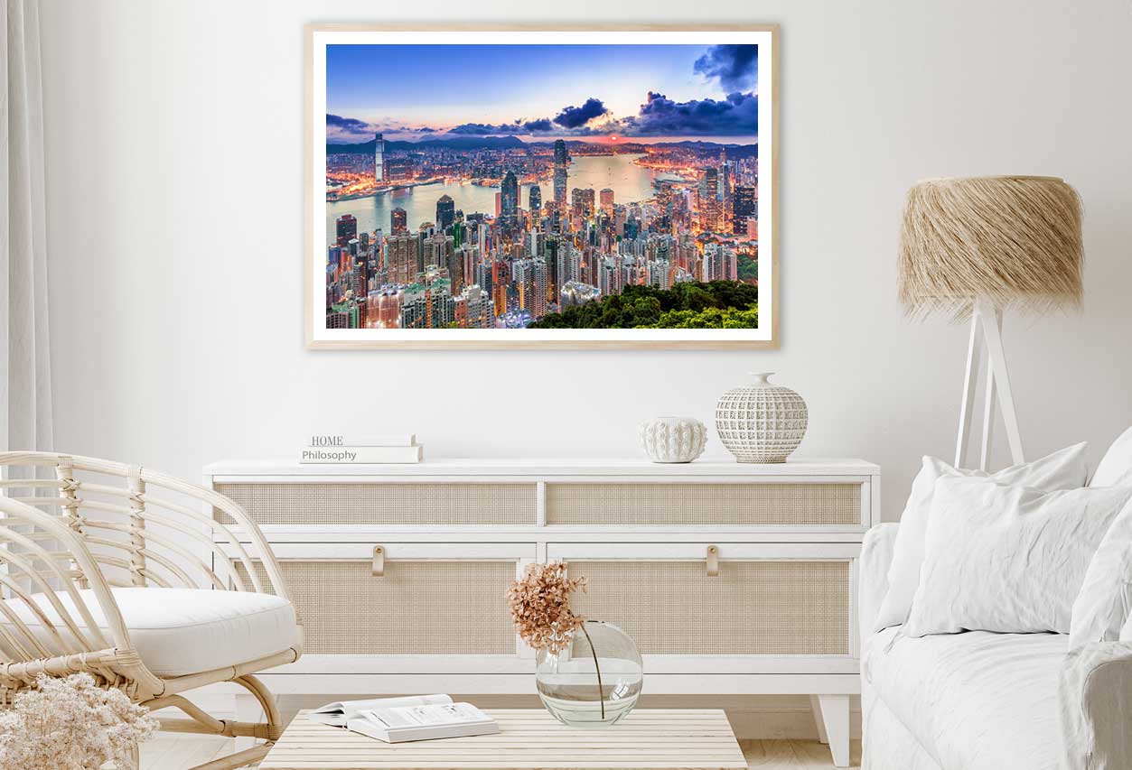 Hong Kong City view Peak Sunrise View Photograph Home Decor Premium Quality Poster Print Choose Your Sizes