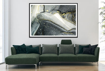 Grey Black & Gold Lines Abstract Design Home Decor Premium Quality Poster Print Choose Your Sizes