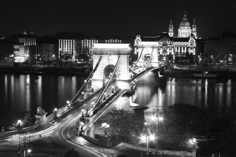 Chain Bridge On Lake B&W Phototgraph Print 100% Australian Made