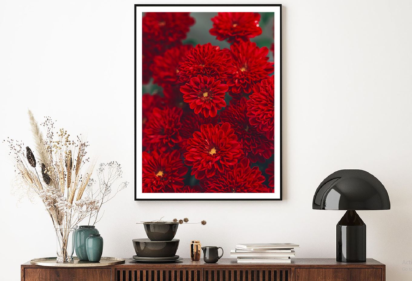 Red Chrysanthemum Flowers View Photograph Home Decor Premium Quality Poster Print Choose Your Sizes