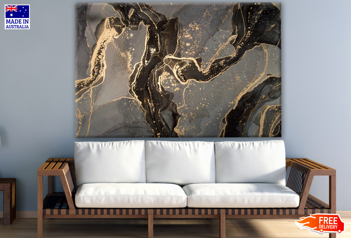 Gold Black Abstract Design Print 100% Australian Made