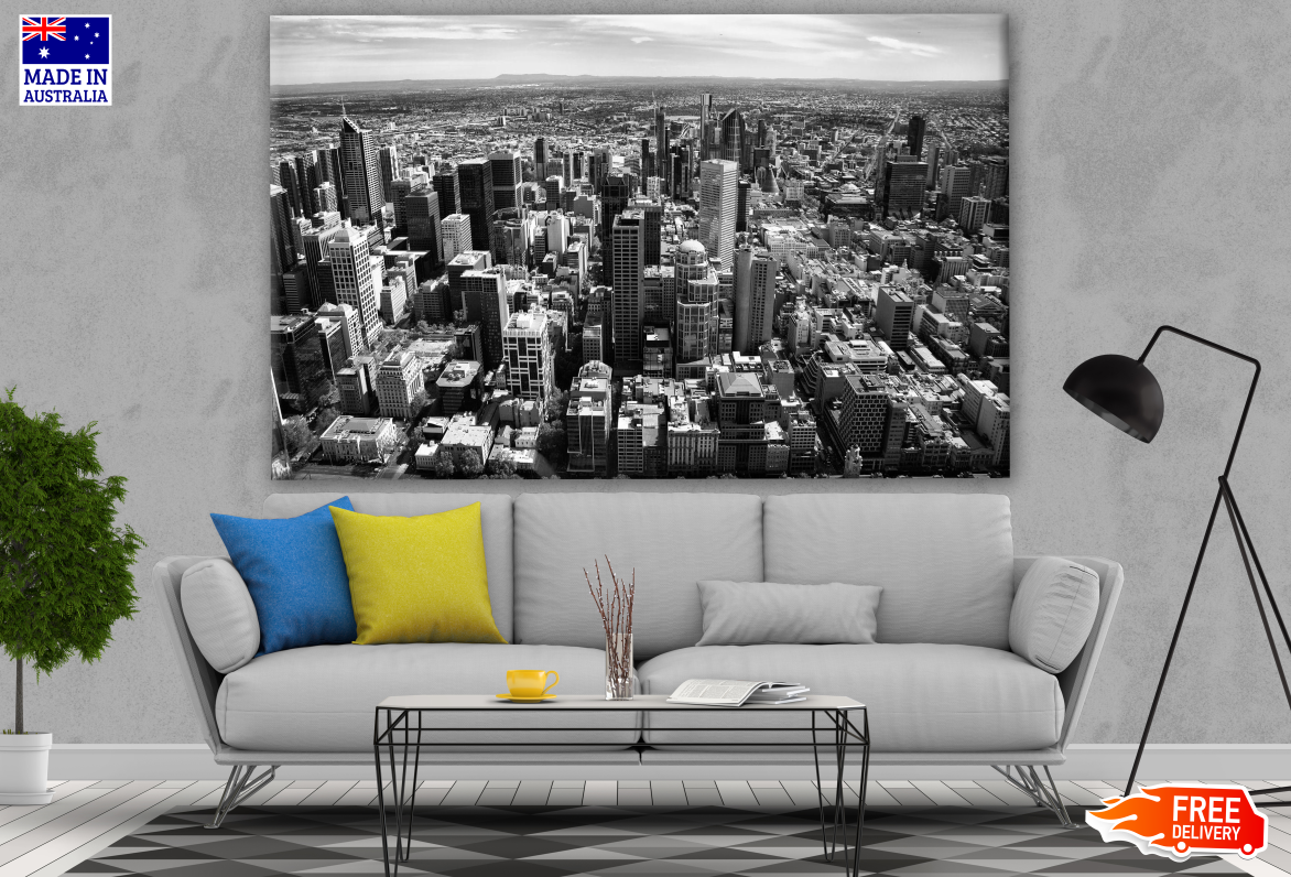 City Skyline View B&W Photograph Print 100% Australian Made