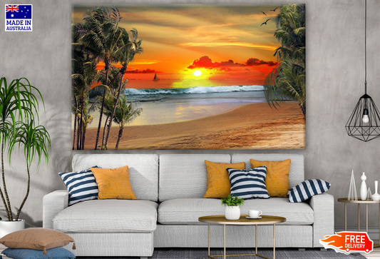 Stunning Beach View Sunset Photograph Print 100% Australian Made