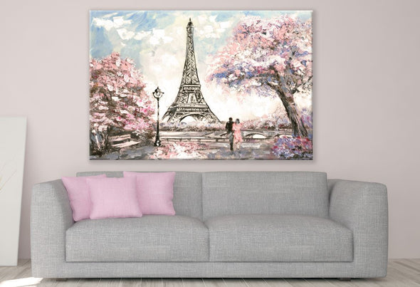 Eiffel Tower Red Roses & Couple Painting Print 100% Australian Made