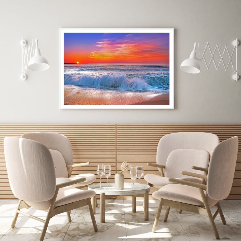 Stunning Sea Sunset Scenery View Photograph Home Decor Premium Quality Poster Print Choose Your Sizes