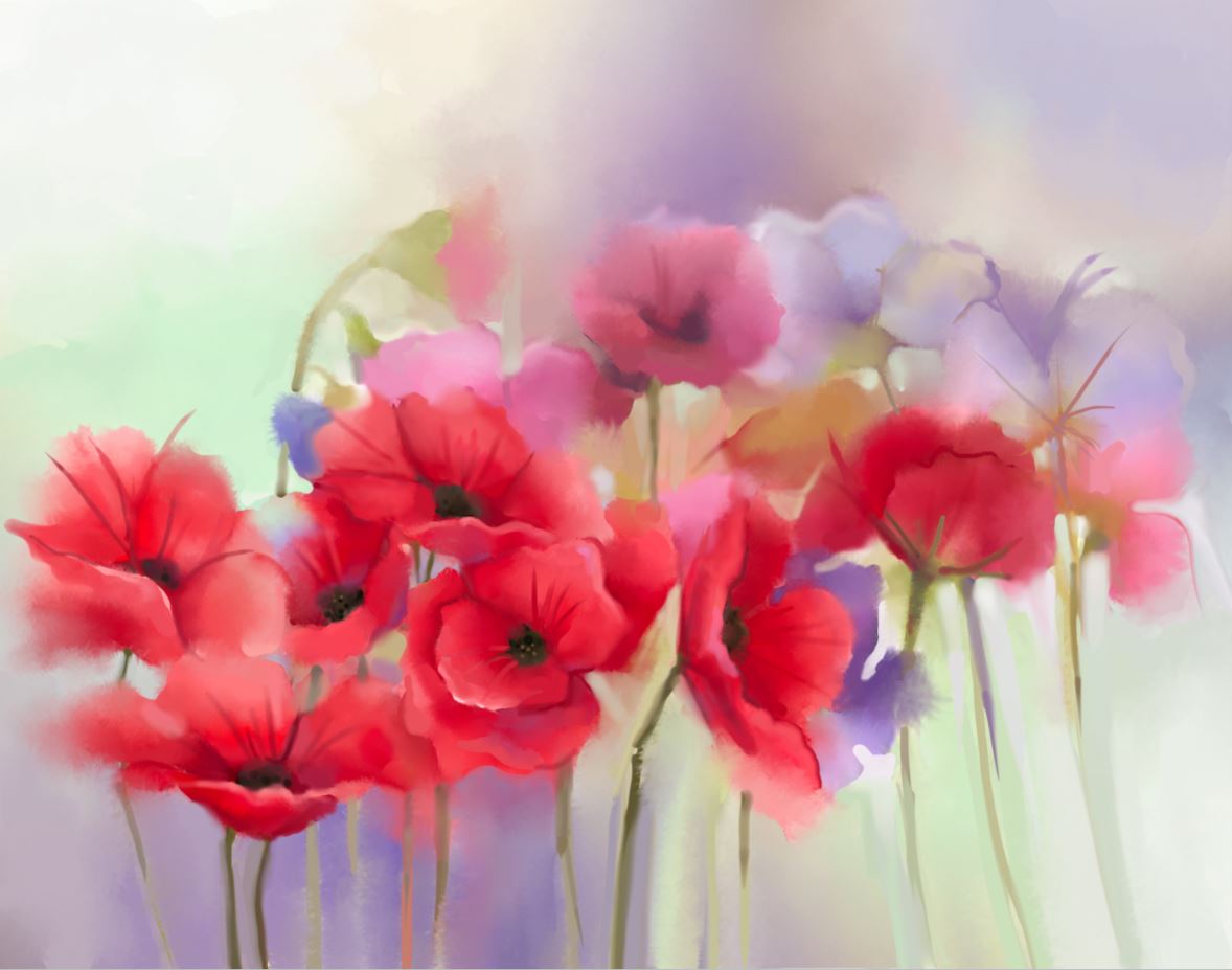 Colorful Flowers Watercolor Painting Home Decor Premium Quality Poster Print Choose Your Sizes