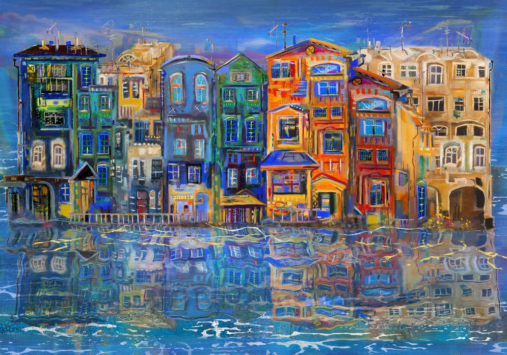 Colorful Buildings Oil Painting Home Decor Premium Quality Poster Print Choose Your Sizes