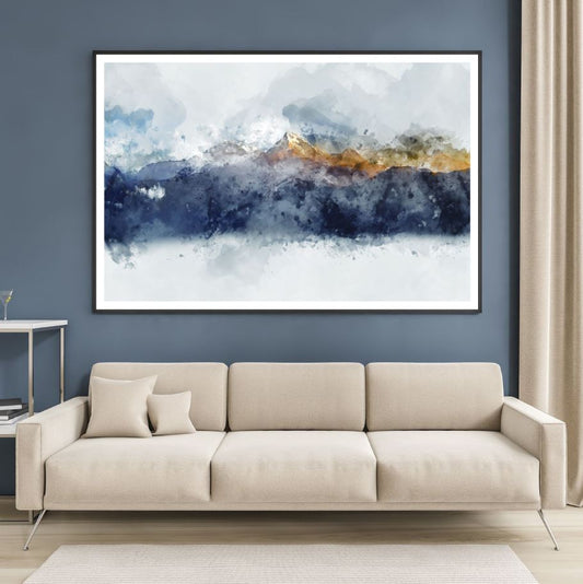 Mountain Scenery Watercolor Paint Home Decor Premium Quality Poster Print Choose Your Sizes