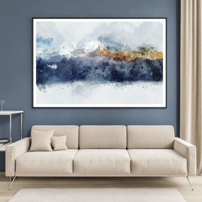 Mountain Scenery Watercolor Paint Home Decor Premium Quality Poster Print Choose Your Sizes