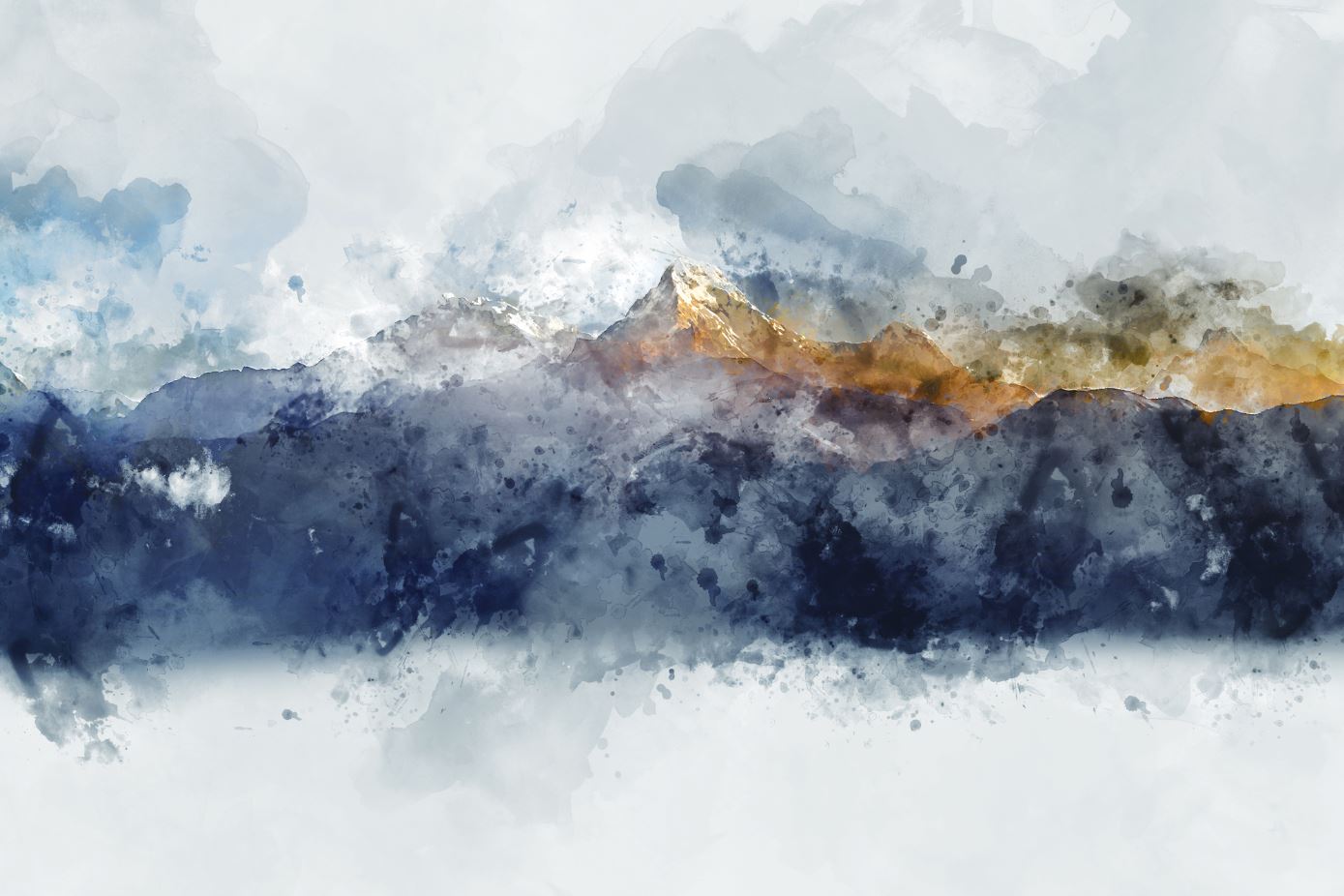 Mountain Scenery Watercolor Painting Home Decor Premium Quality Poster Print Choose Your Sizes