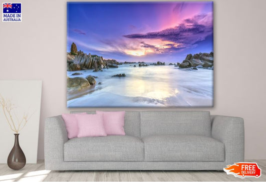 Stunning Purple Sky Beach View Photograph Print 100% Australian Made