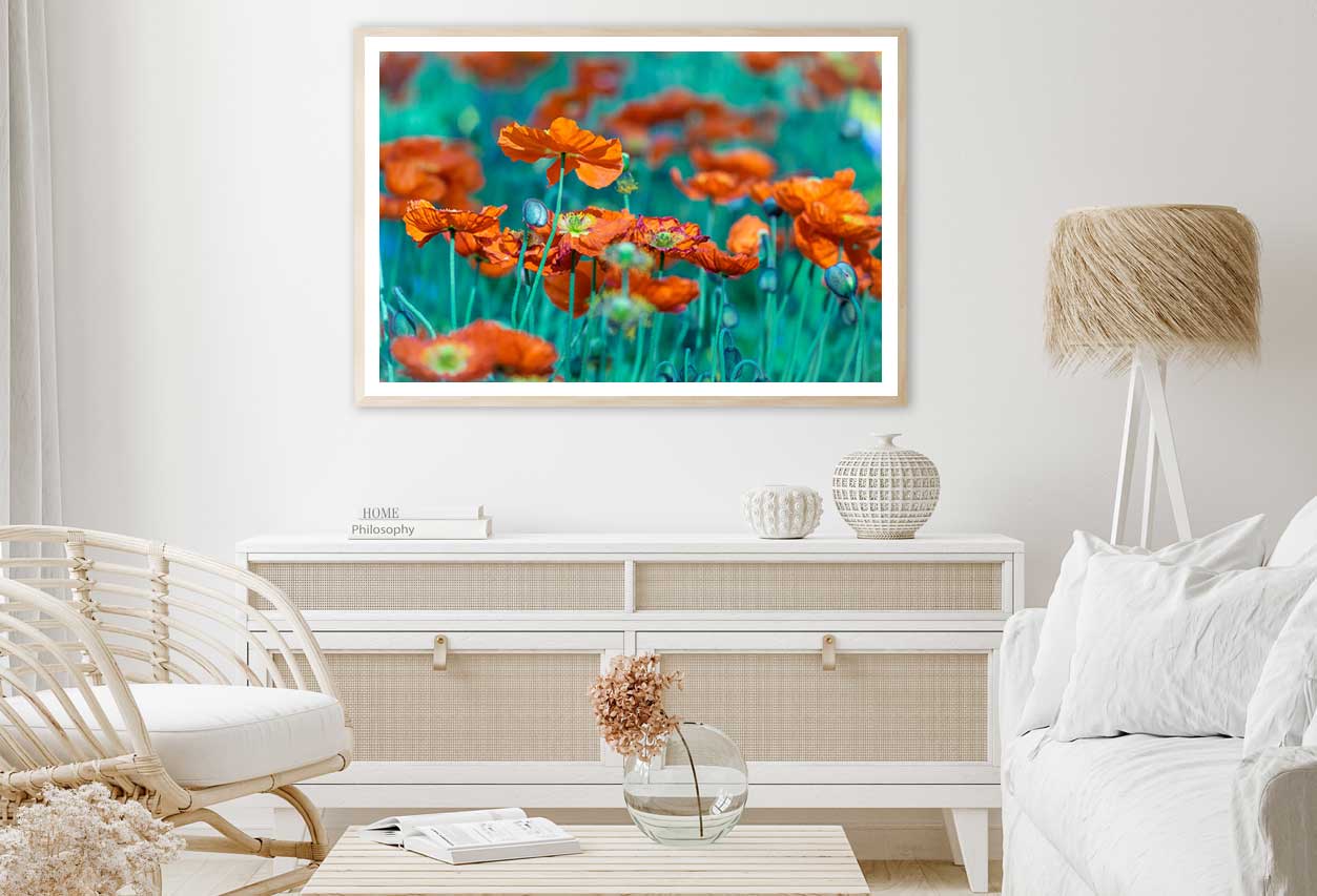 Orange Poppy Flower Field View Home Decor Premium Quality Poster Print Choose Your Sizes