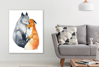 Fox couple love painting Print 100% Australian Made