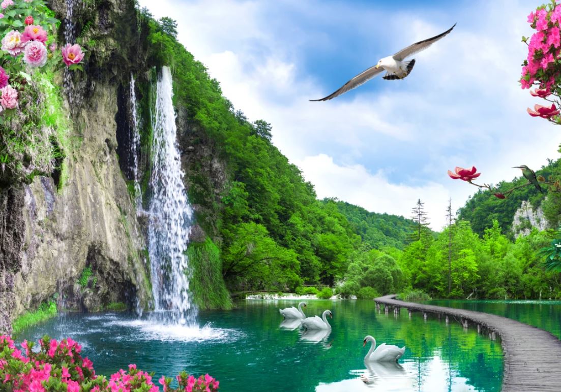 Stunning Waterfall Scenery View Home Decor Premium Quality Poster Print Choose Your Sizes