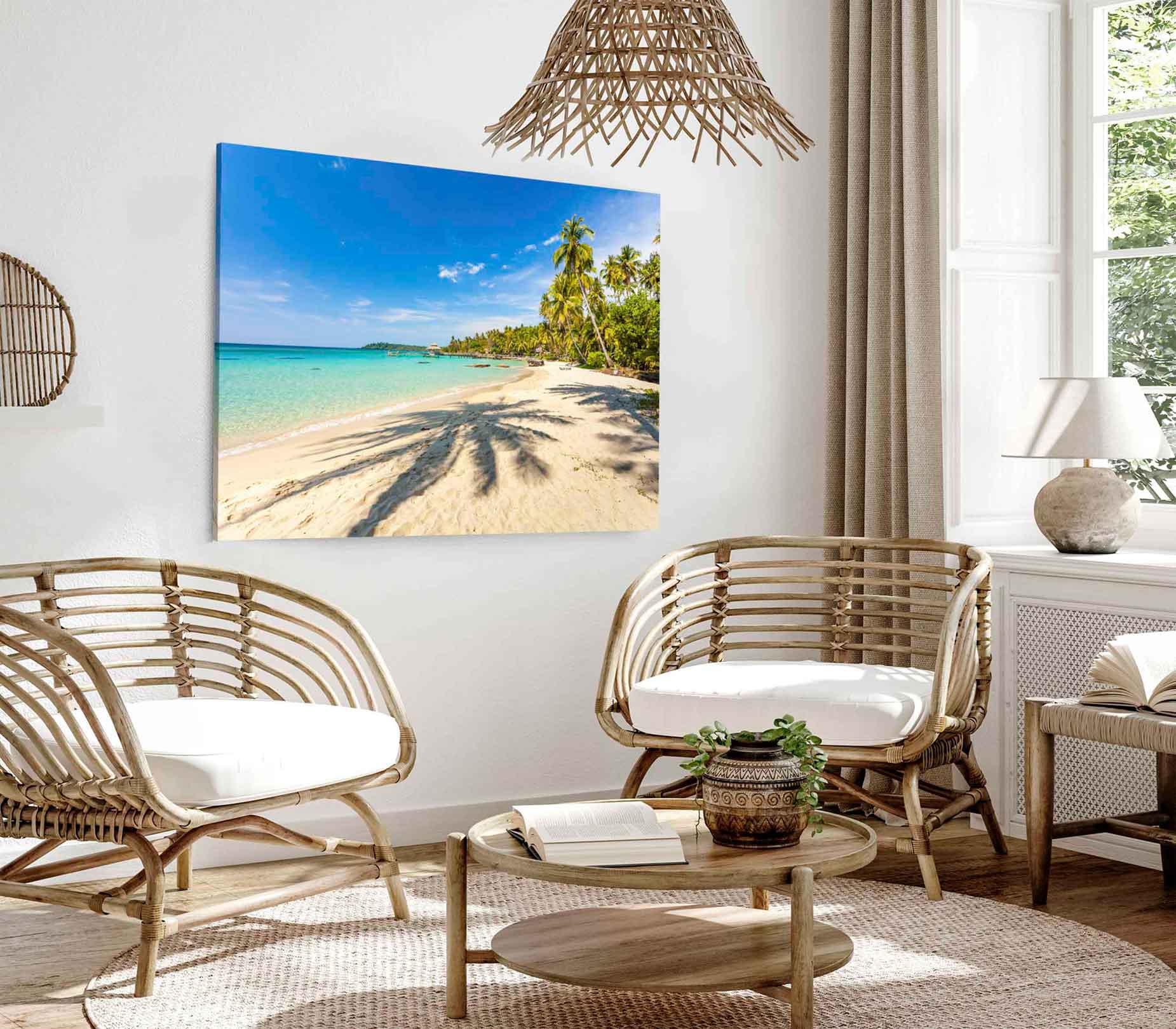 Bella Home Tropical Island & Palm Trees Print Canvas Ready to hang