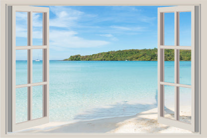 Bella Home Beach View Through Window Print Canvas Ready to hang